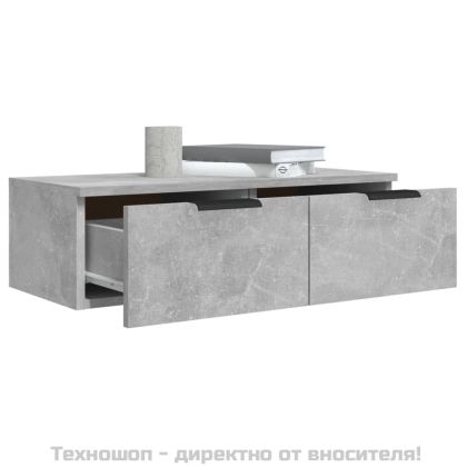 Стенни шкафове 2 бр бетонно сиви 68x30x20 см инженерно дърво