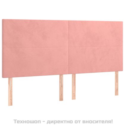 Табла за легло, розова, 200x5x118/128 см, кадифе