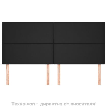 Табла за легло, черна, 200x5x118/128 см, изкуствена кожа