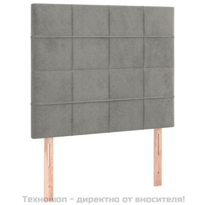 Табла за легло, светло сива, 100x5x118/128 см, кадифе