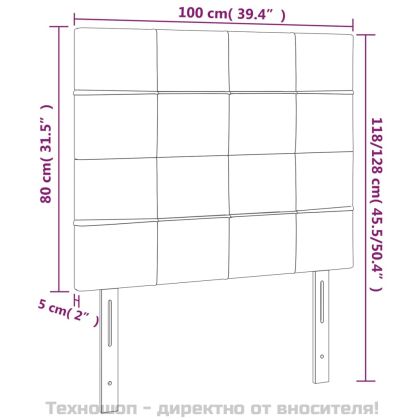 Табла за легло, светло сива, 100x5x118/128 см, кадифе