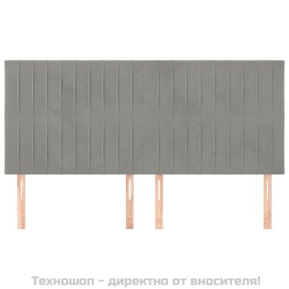 Табла за легло, светло сива, 200x5x118/128 см, кадифе