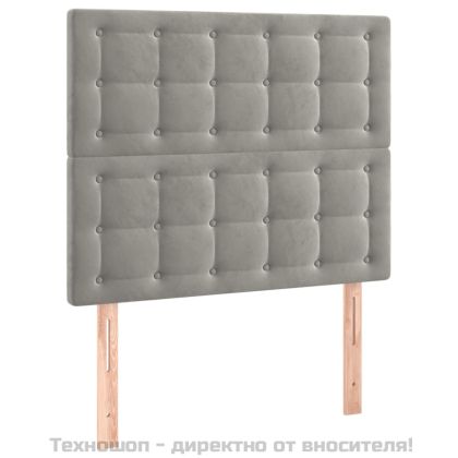 Табла за легло, светло сива, 80x5x118/128 см, кадифе