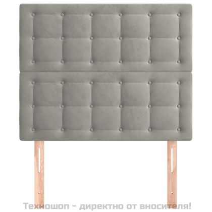 Табла за легло, светло сива, 80x5x118/128 см, кадифе
