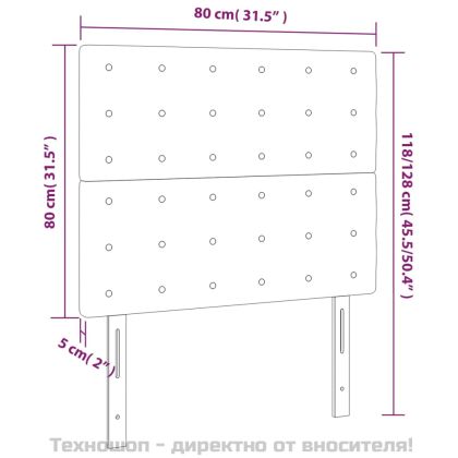 Табла за легло, светло сива, 80x5x118/128 см, кадифе