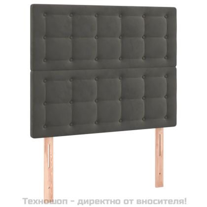 Табла за легло, тъмносива, 100x5x118/128 см, кадифе