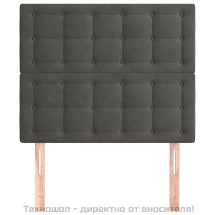 Табла за легло, тъмносива, 100x5x118/128 см, кадифе