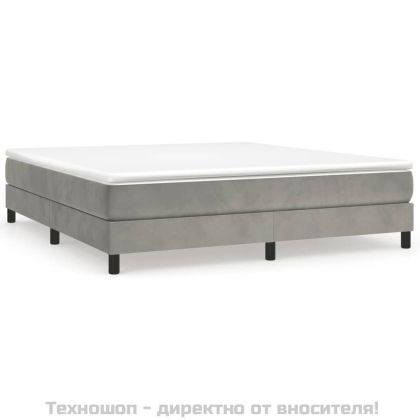 Рамка за легло с пружини, светлосива, 160x200 см, кадифе