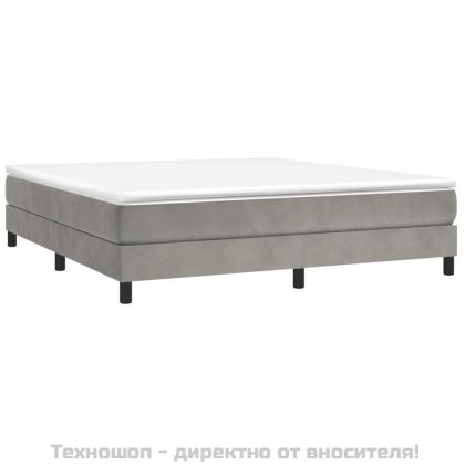 Рамка за легло с пружини, светлосива, 160x200 см, кадифе