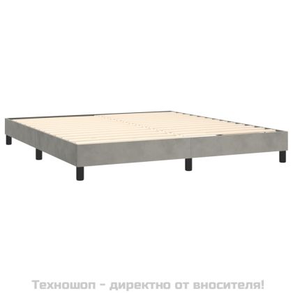 Рамка за легло с пружини, светлосива, 160x200 см, кадифе
