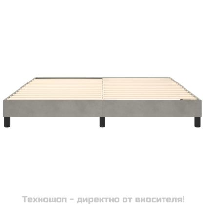 Рамка за легло с пружини, светлосива, 160x200 см, кадифе