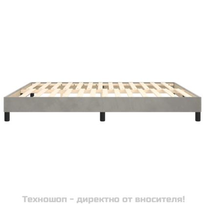 Рамка за легло с пружини, светлосива, 160x200 см, кадифе