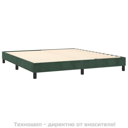 Рамка за легло с пружини, тъмнозелена, 160x200 см, кадифе