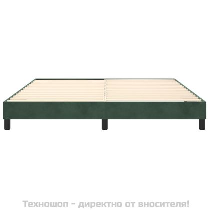 Рамка за легло с пружини, тъмнозелена, 160x200 см, кадифе