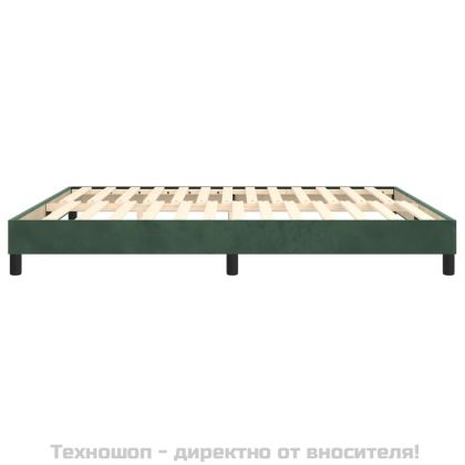 Рамка за легло с пружини, тъмнозелена, 160x200 см, кадифе