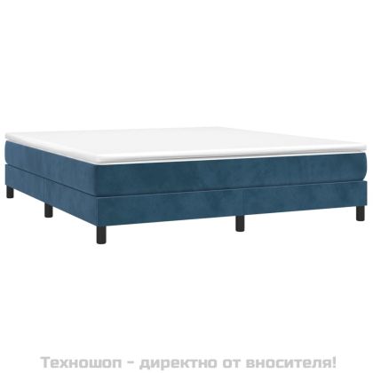 Рамка за легло с пружини, тъмносиня, 160x200 см, кадифе