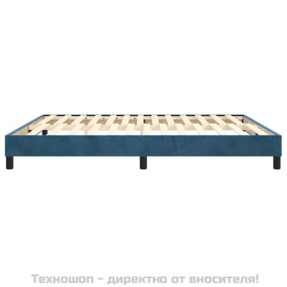 Рамка за легло с пружини, тъмносиня, 160x200 см, кадифе
