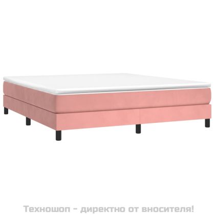 Рамка за легло с пружини, розова, 160x200 см, кадифе