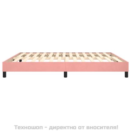 Рамка за легло с пружини, розова, 160x200 см, кадифе