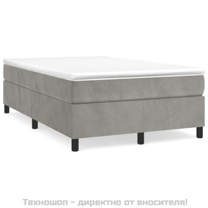 Рамка за легло с пружини, светлосива, 120x200 см, кадифе