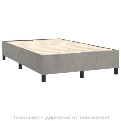 Рамка за легло с пружини, светлосива, 120x200 см, кадифе