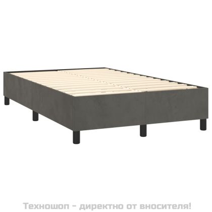 Рамка за легло с пружини, тъмносива, 120x200 см, кадифе