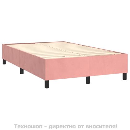 Рамка за легло с пружини, розова, 120x200 см, кадифе