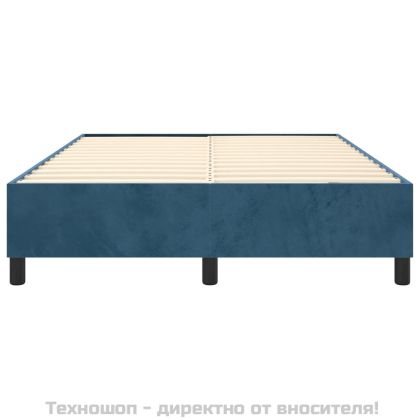 Рамка за легло с пружини, тъмносиня, 140x190 см, кадифе