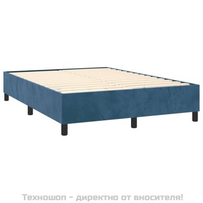 Рамка за легло с пружини, тъмносиня, 140x200 см, кадифе