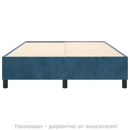 Рамка за легло с пружини, тъмносиня, 140x200 см, кадифе