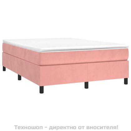 Рамка за легло с пружини, розова, 140x200 см, кадифе