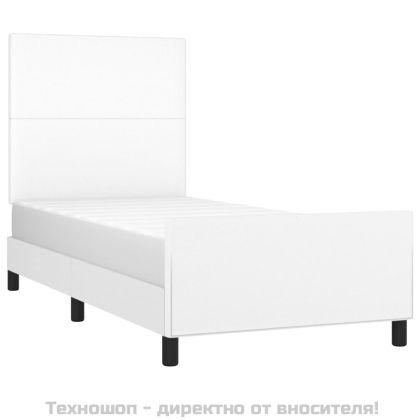 Рамка за легло с табла, бяла, 90x200 см, изкуствена кожа