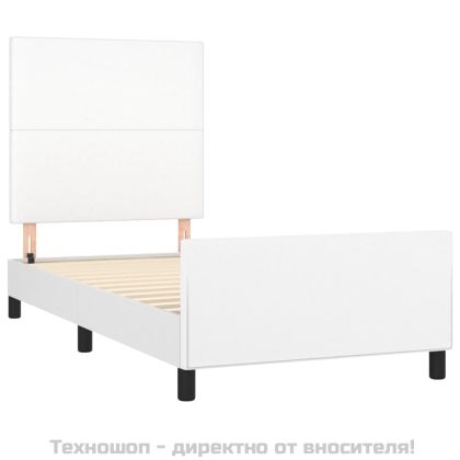 Рамка за легло с табла, бяла, 90x200 см, изкуствена кожа