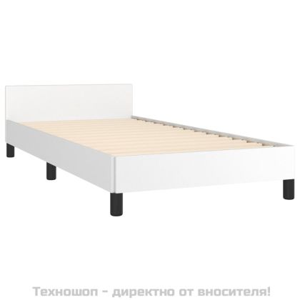 Рамка за легло с табла, бяла, 90x200 см, изкуствена кожа