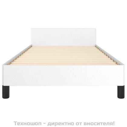 Рамка за легло с табла, бяла, 90x200 см, изкуствена кожа