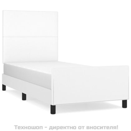 Рамка за легло с табла, бяла, 100x200 см, изкуствена кожа
