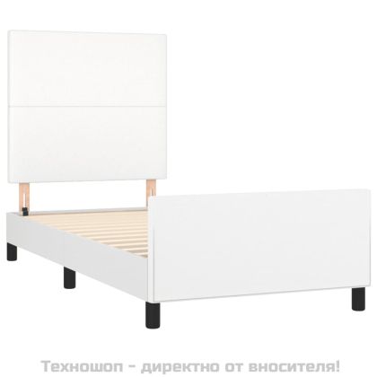 Рамка за легло с табла, бяла, 100x200 см, изкуствена кожа