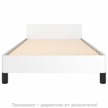 Рамка за легло с табла, бяла, 100x200 см, изкуствена кожа