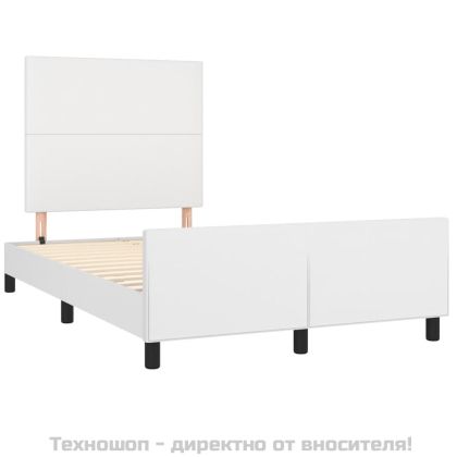 Рамка за легло с табла, бяла, 120x200 см, изкуствена кожа