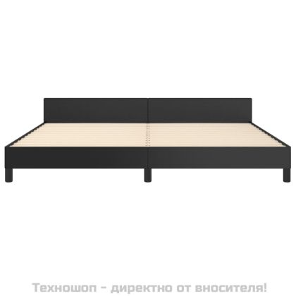 Рамка за легло с табла, черна, 200x200 см, изкуствена кожа