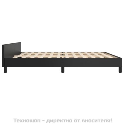 Рамка за легло с табла, черна, 200x200 см, изкуствена кожа