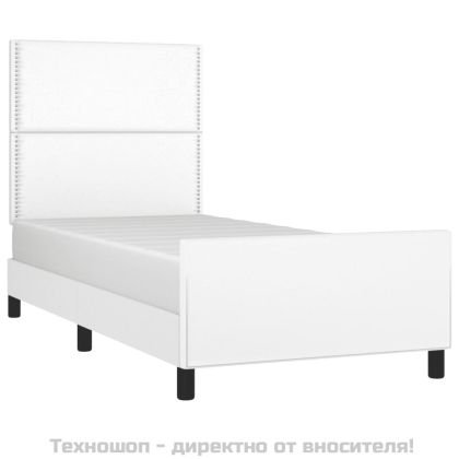 Рамка за легло с табла, бяла, 100x200 см, изкуствена кожа