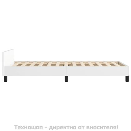 Рамка за легло с табла, бяла, 100x200 см, изкуствена кожа