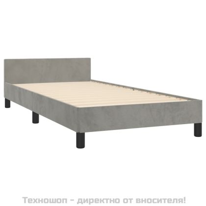 Рамка за легло без матрак, светлосива, 90x200 см, кадифе