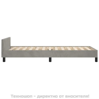Рамка за легло без матрак, светлосива, 90x200 см, кадифе