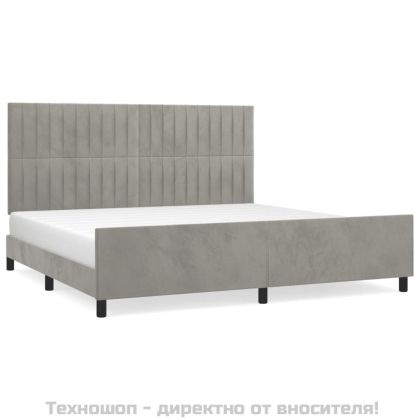 Рамка за легло без матрак, светлосива, 200x200 см, кадифе