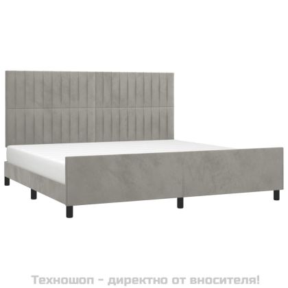 Рамка за легло без матрак, светлосива, 200x200 см, кадифе