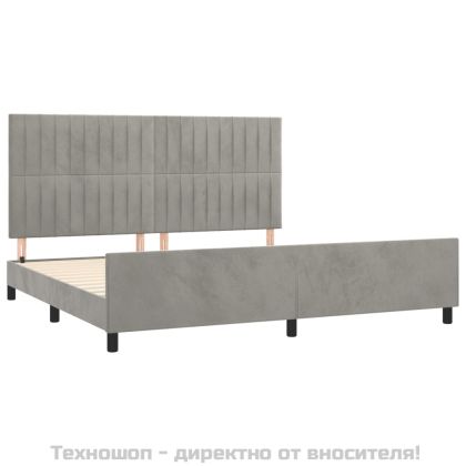 Рамка за легло без матрак, светлосива, 200x200 см, кадифе