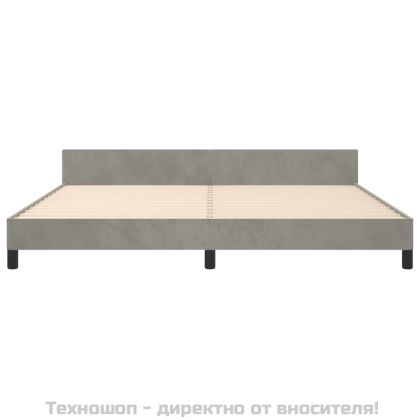 Рамка за легло без матрак, светлосива, 200x200 см, кадифе