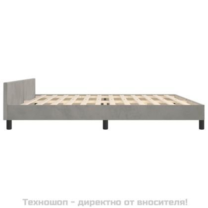 Рамка за легло без матрак, светлосива, 200x200 см, кадифе